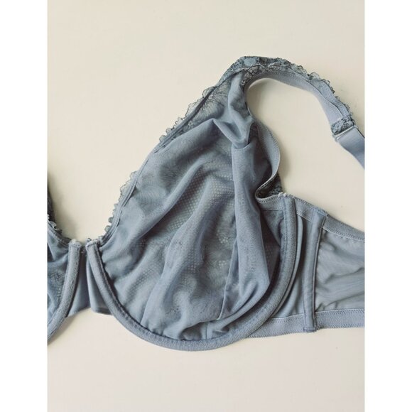 Cacique Modern Unlined Underwire Full Coverage Figure Blue Floral Lace Bra 38I - Picture 7 of 10